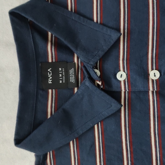 60. RVCA Cassady Stripe Polo Shirt | Color - Moody Blue - Picture 4 of 8